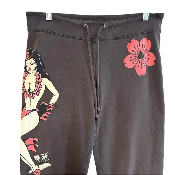 Lucky brand sweatpants M-XL vintage Hawaiian pinup girl graphic tattoo indie